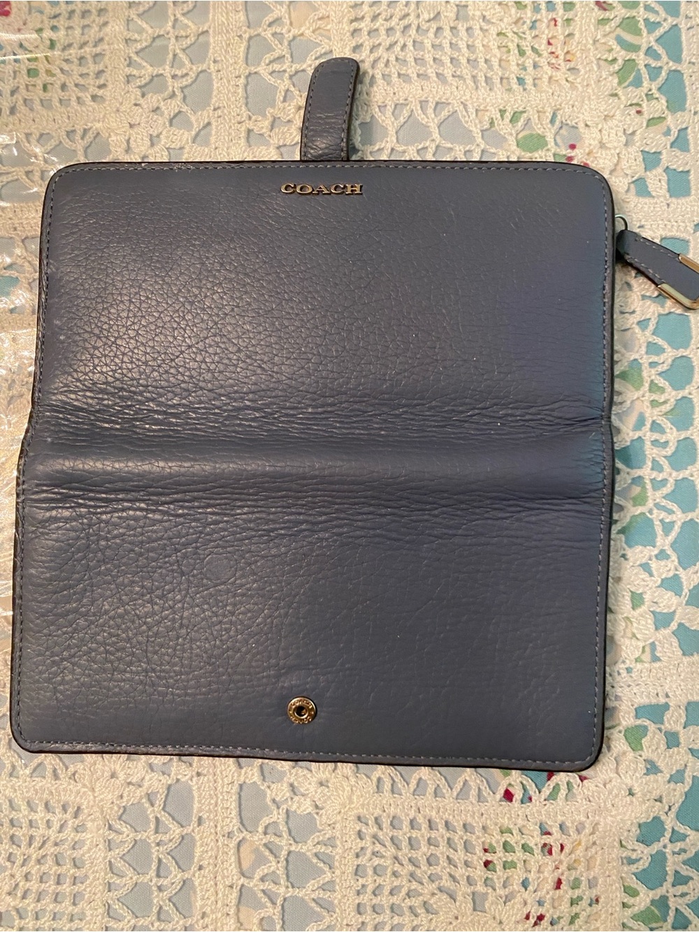 Coach Blue Leather Zip Wallet